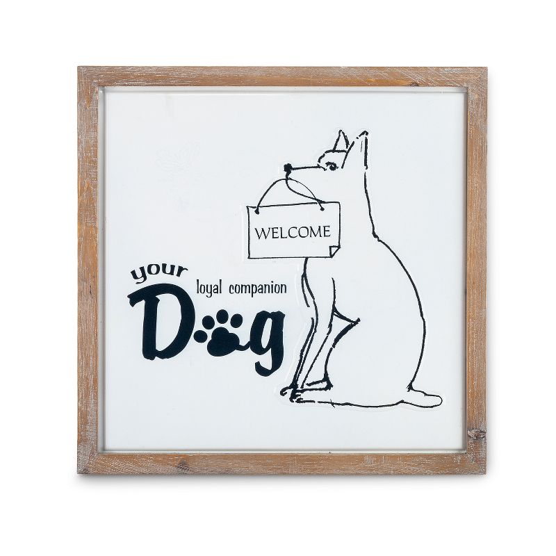 Lone Elm Studios Set of 3 Wood Framed Metal Dog D'ecor