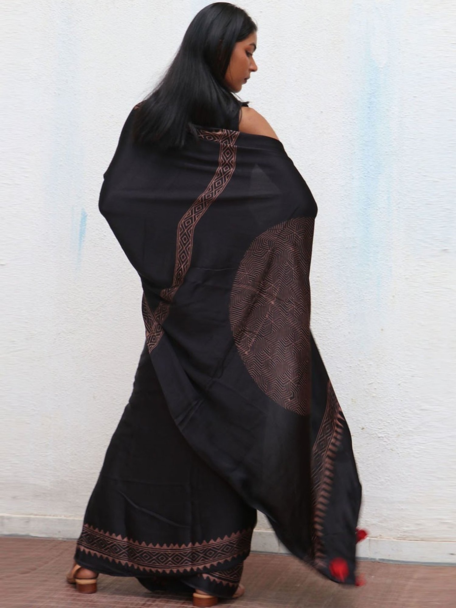 Chidiyaa Where the Wind Flows Piharavaa Blockprinted Modal Silk Saree