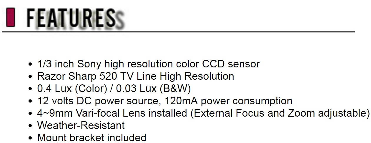 Eyemax High Resolution Bullet Day and Night CCTV Security Camera 4~9mm External Adjustable Lens