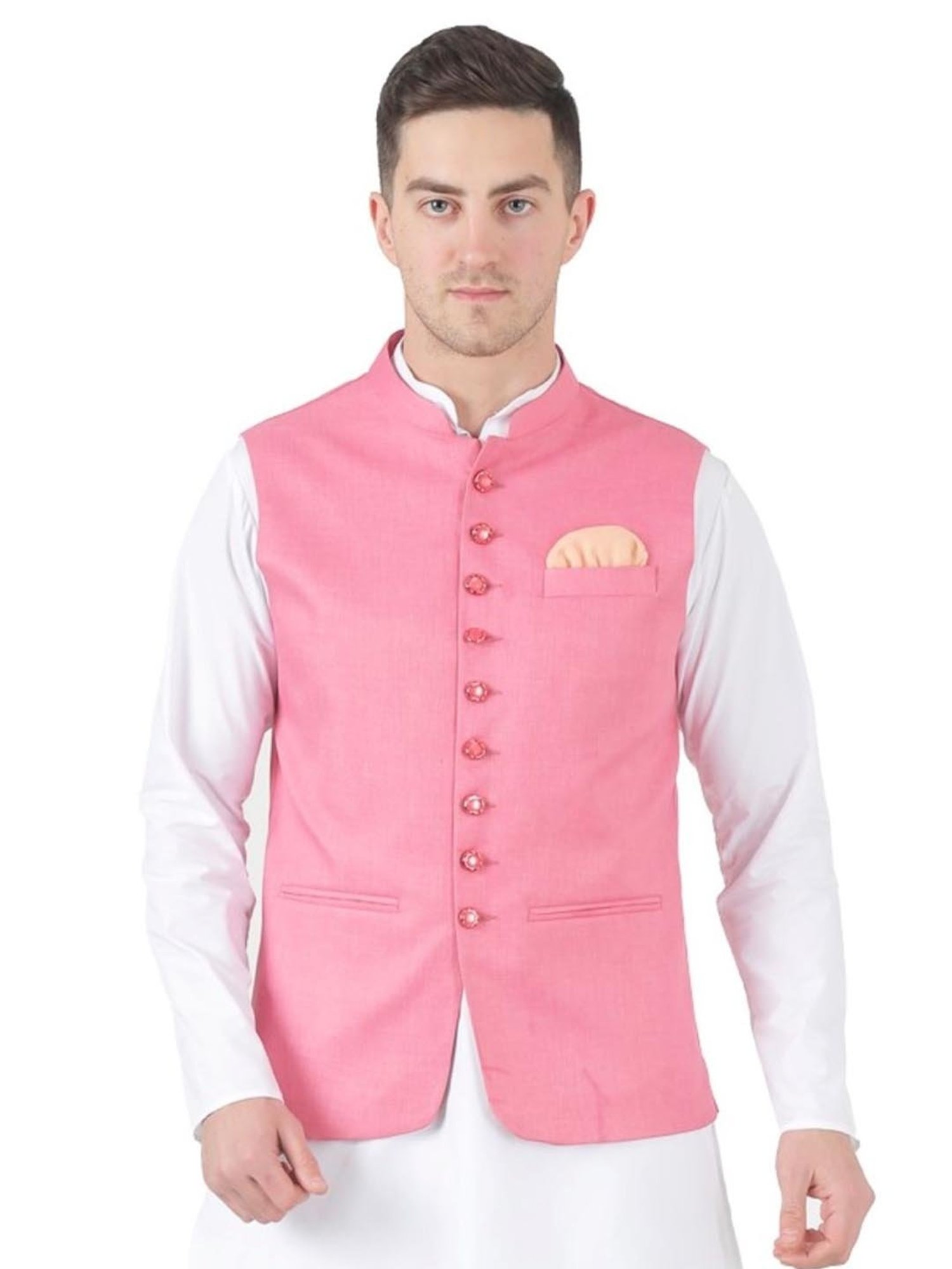 TAHVO Pink  Slim Fit Nehru Jacket