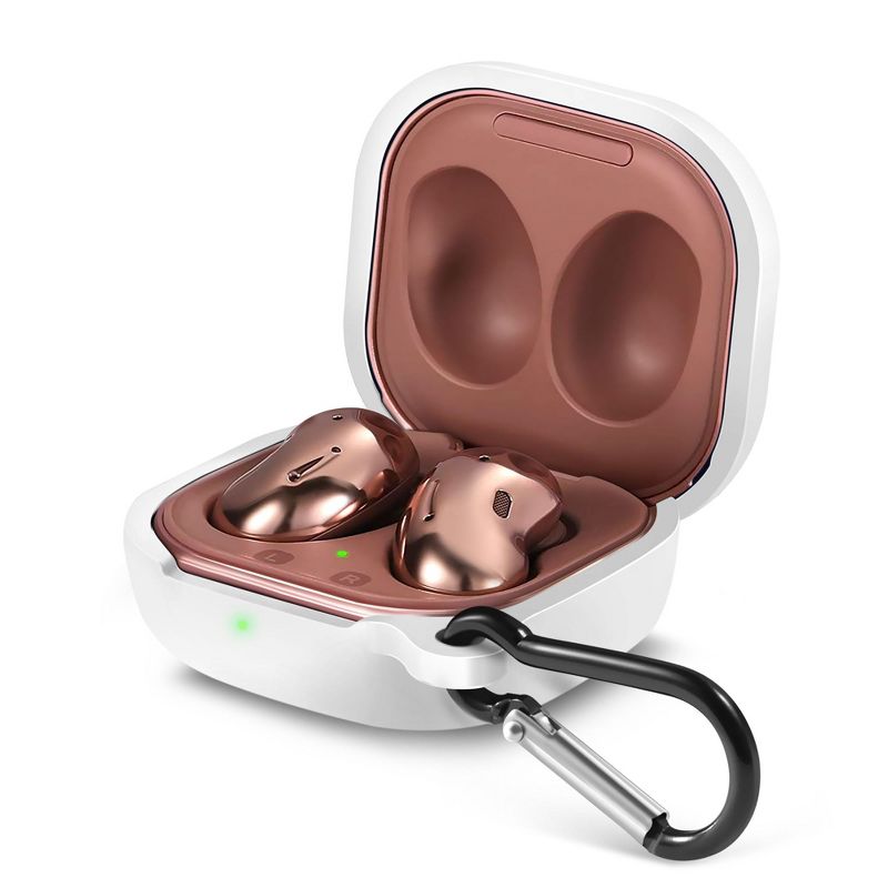 Insten Silicone Case for Samsung Galaxy Buds Pro (2021) / Galaxy Buds Live (2020) with Carabiner Keychain, Pink