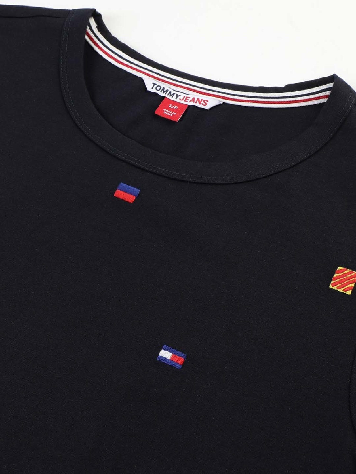 TOMMY HILFIGER Navy Cotton Embroidered T-Shirt