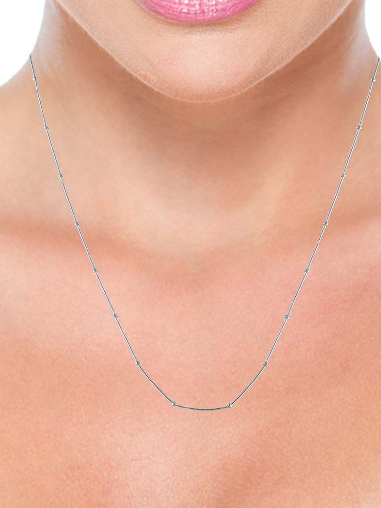 Rihi by P.C. Chandra Jewellers Silver Ball Necklace Chain For Women & Girls