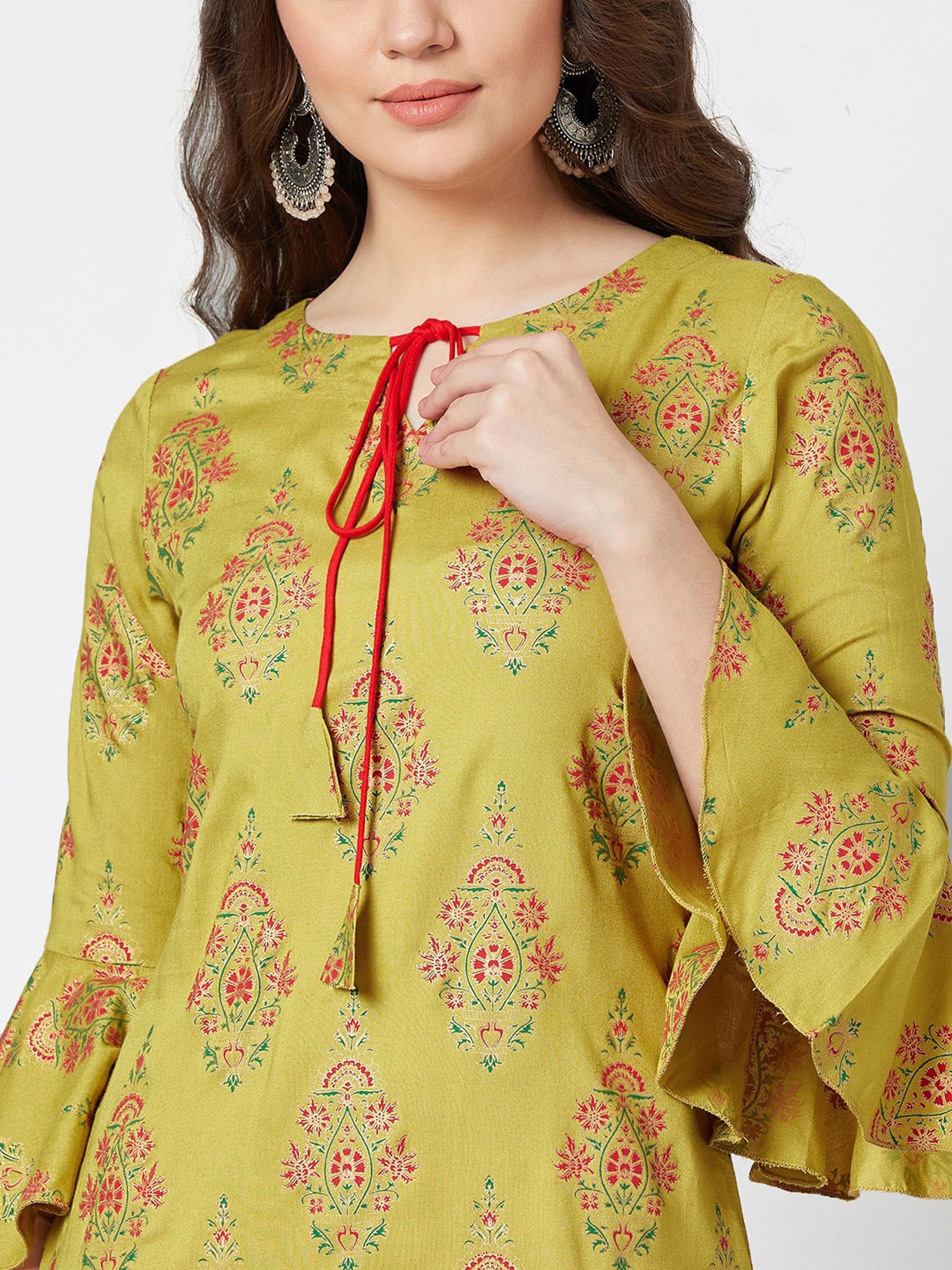 PANIT Green Printed Straight Kurta