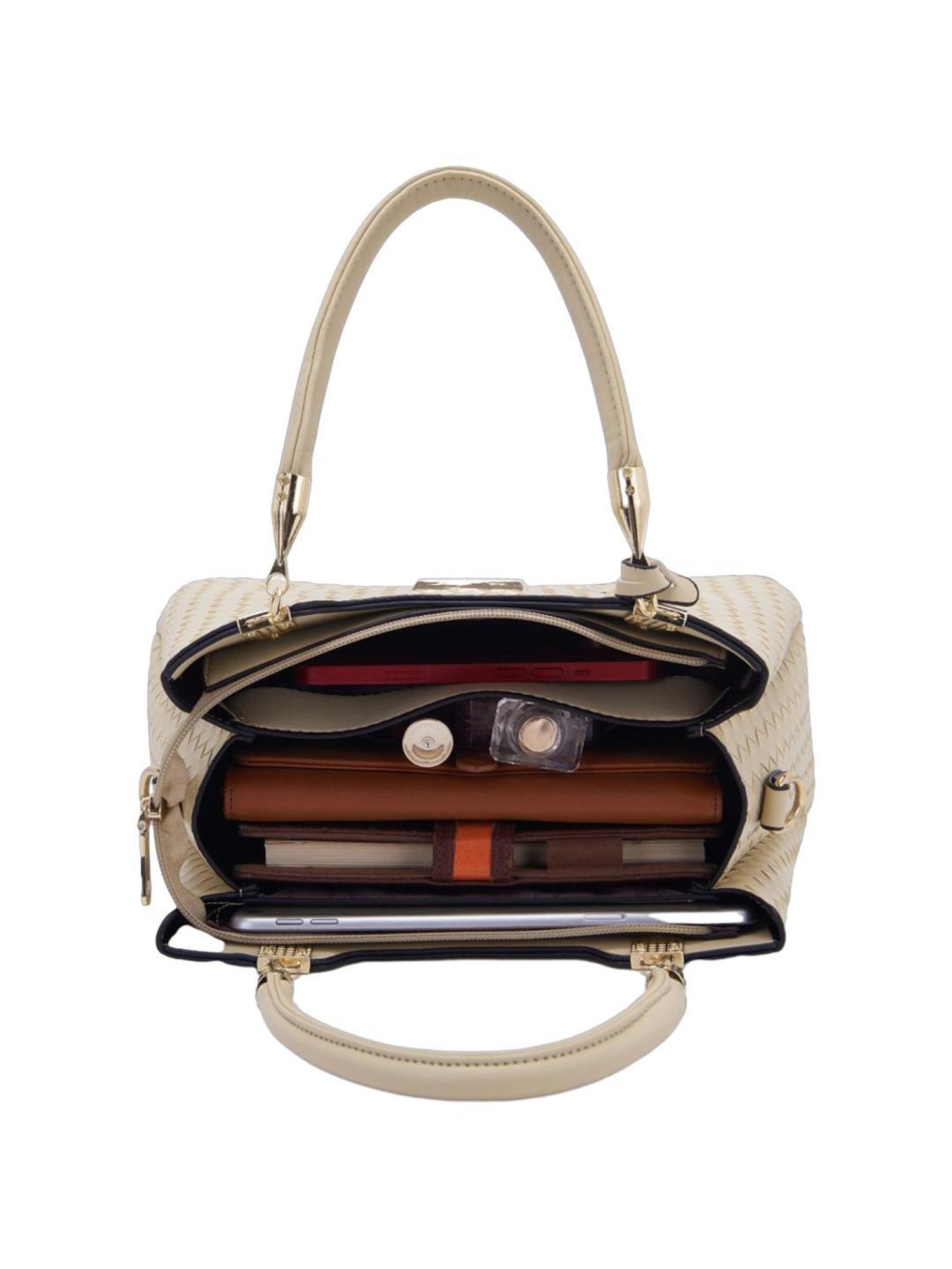 Pierre Cardin Beige Textured Satchel Handbag