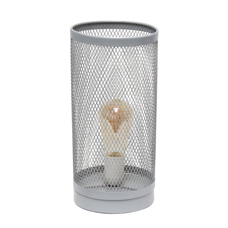 Mesh Cylindrical Steel Table Lamp Gray - Simple Designs