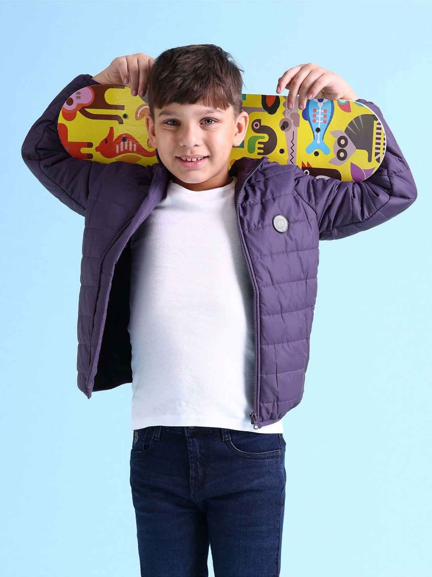 U.S. Polo Assn. Kids Purple Solid Full Sleeves Puffer Jacket
