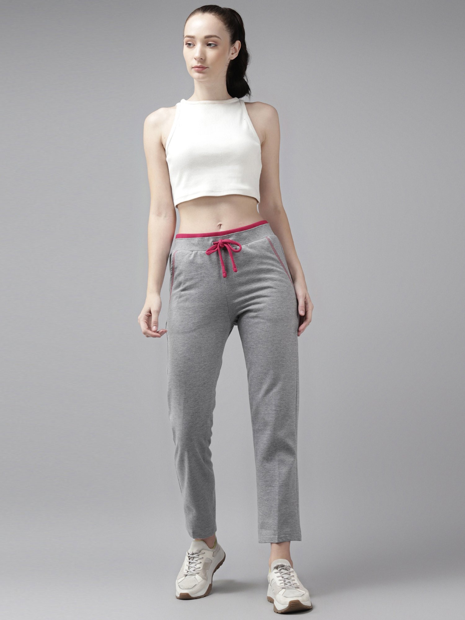 Cayman Grey Mid Rise Trackpants