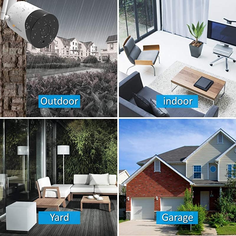 Security Camera System Wireless All in one with 12" Monitor,  4 Channel Wireless Home Security Camera System with 4PCS 2.0MP 1080P Indoor/Outdoor WiFi Security Camera 1TB Hard Drive Free App