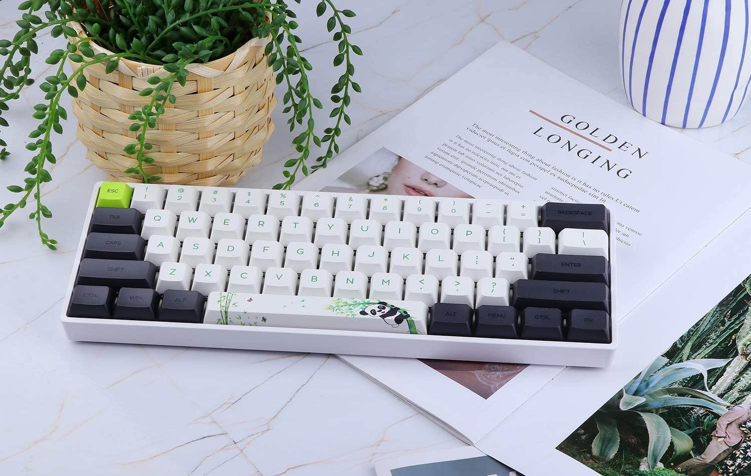 EPOMAKER SKYLOONG SK61 61 Keys 60% Hot Swappable Programmable Mechanical Gaming Wired Keyboard with RGB Backlit, NKRO, Water-Resistant, Type-C Cable for Win/Mac/Gaming (Gateron Optical Blue, Panda)