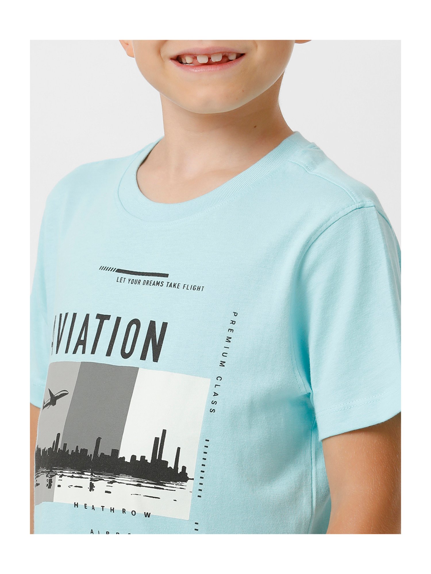 Kate & Oscar Kids Turquoise Printed T-Shirt