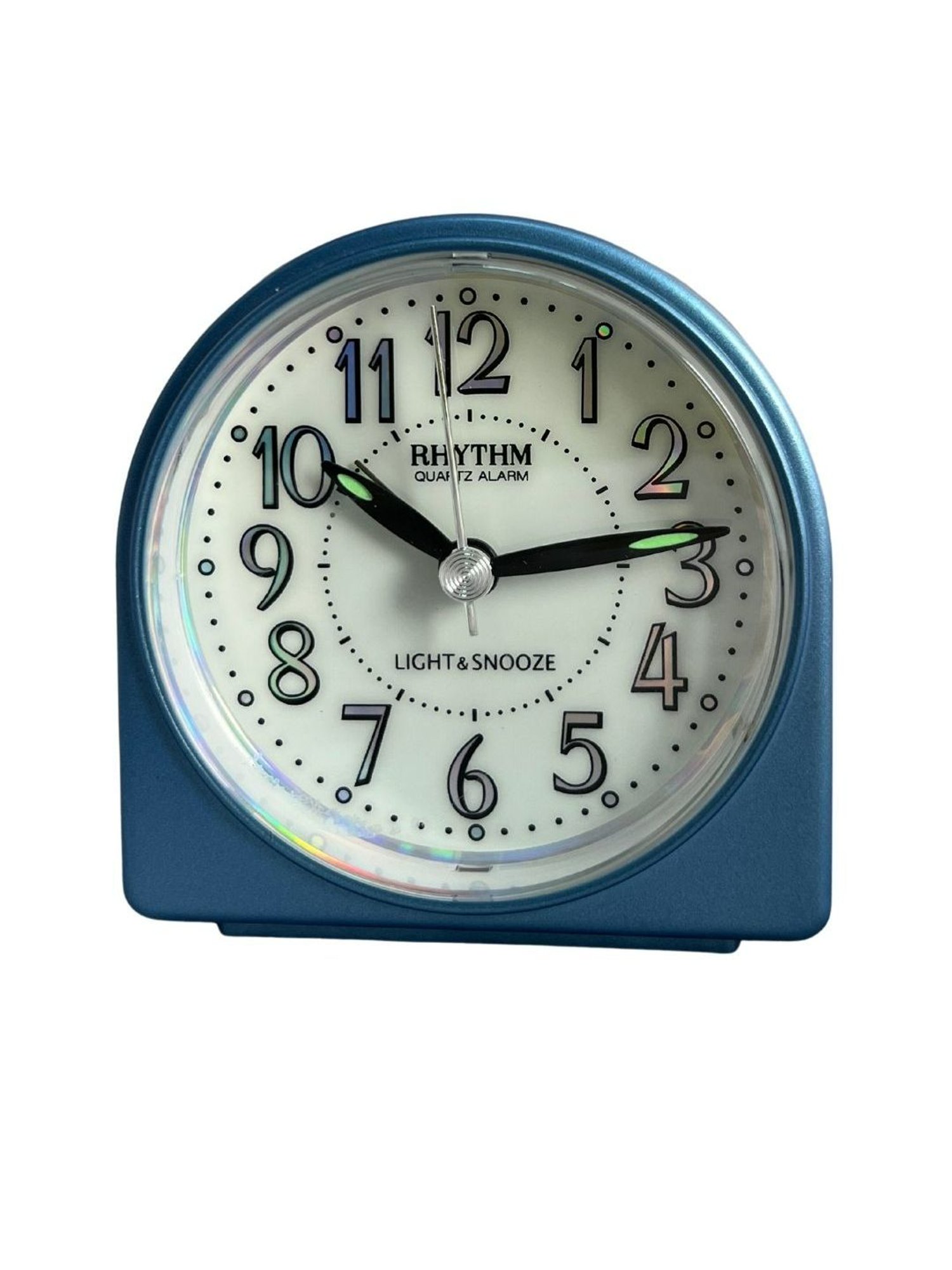 RHYTHM Elegant Square Blue Plastic Table or Desk Clock