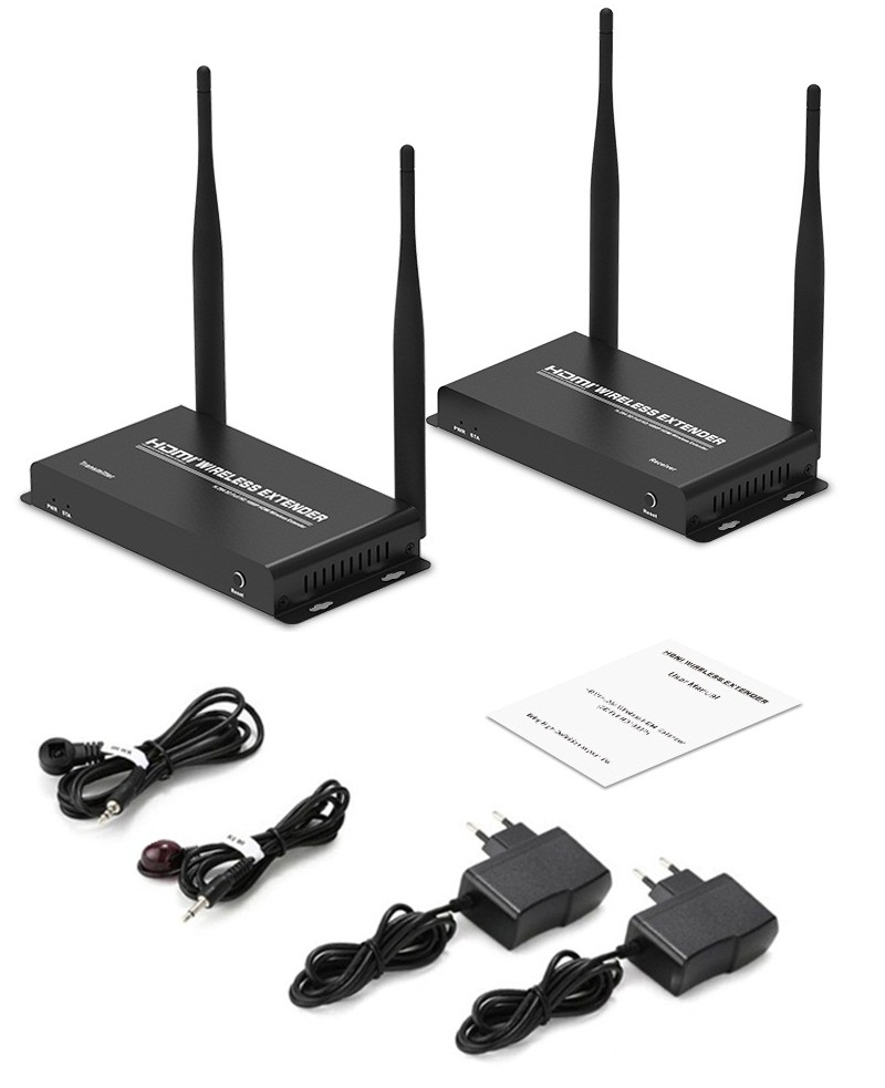 Up to 656Ft/200m, Wireless 4K @ 30Hz Video Extender with Local Pass-through Loop-out Transmitter Receiver kit with IR remote