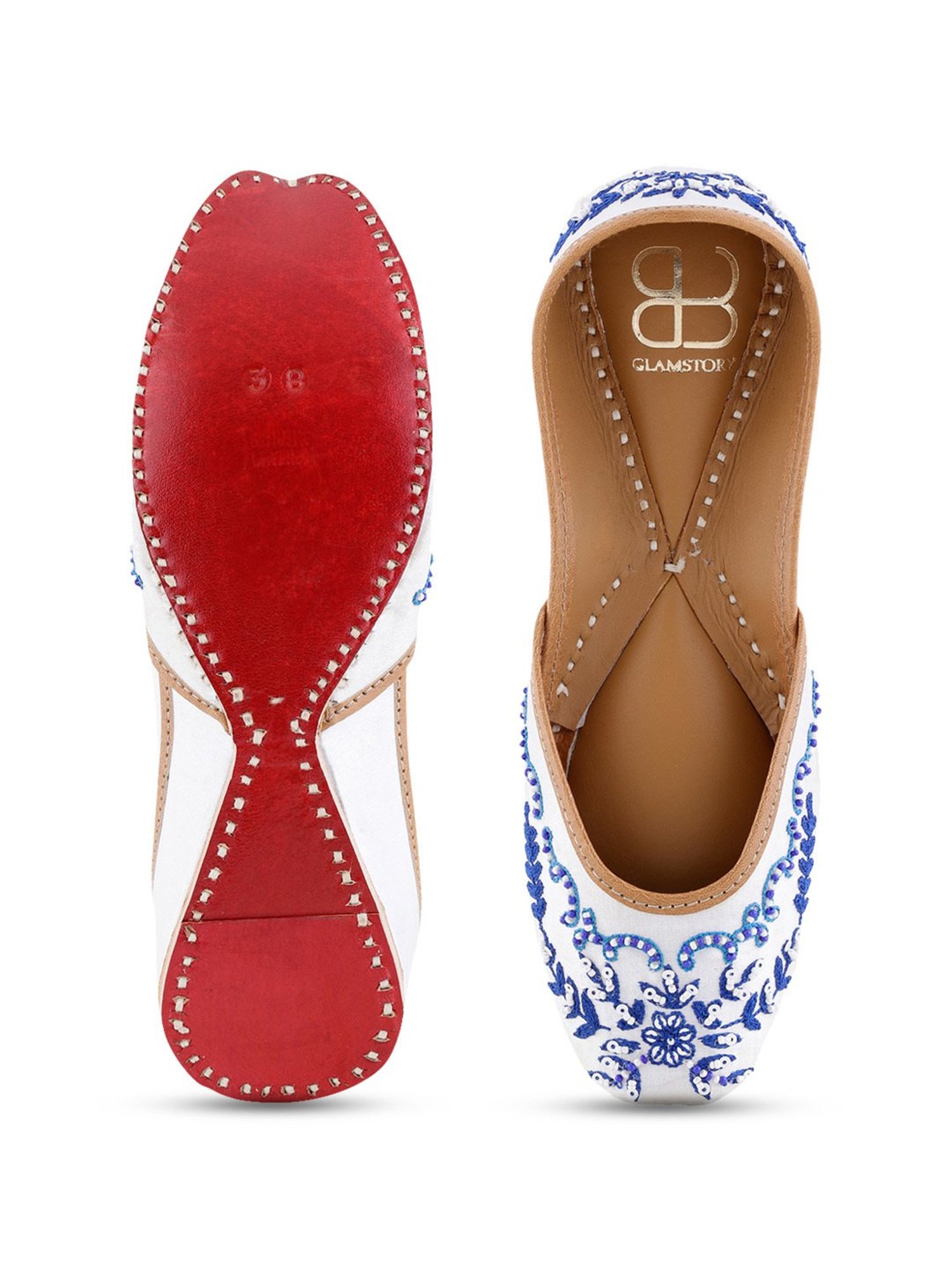 Glam Story Women's Fiona White Ethnic Juttis