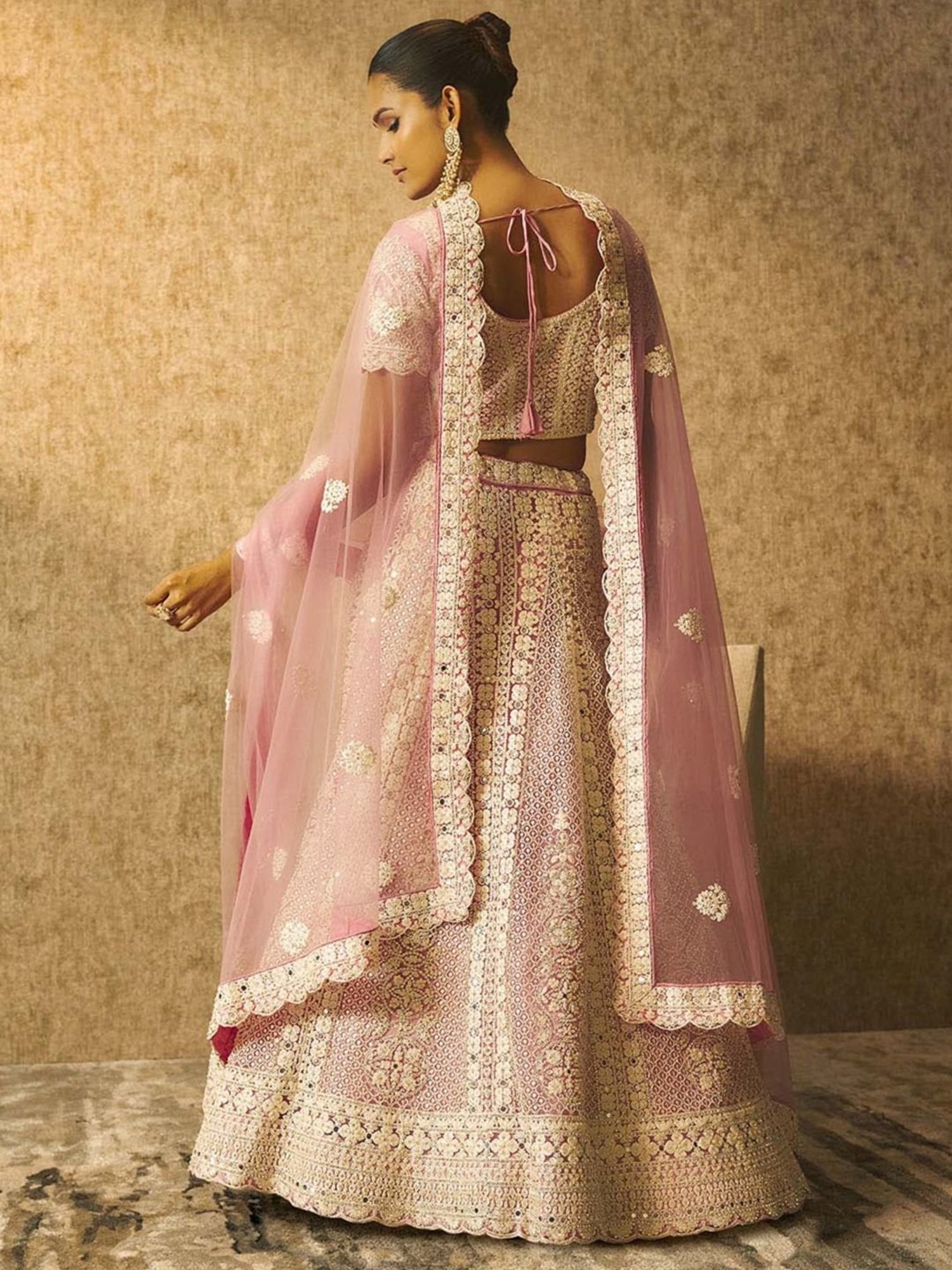 Soch Pink Embellished Unstitched Lehenga Choli Set With Dupatta