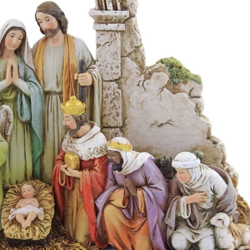 Christmas 8.25" Kneeling Nativity Stone Wall Mary Joseph Jesus  -  Decorative Figurines