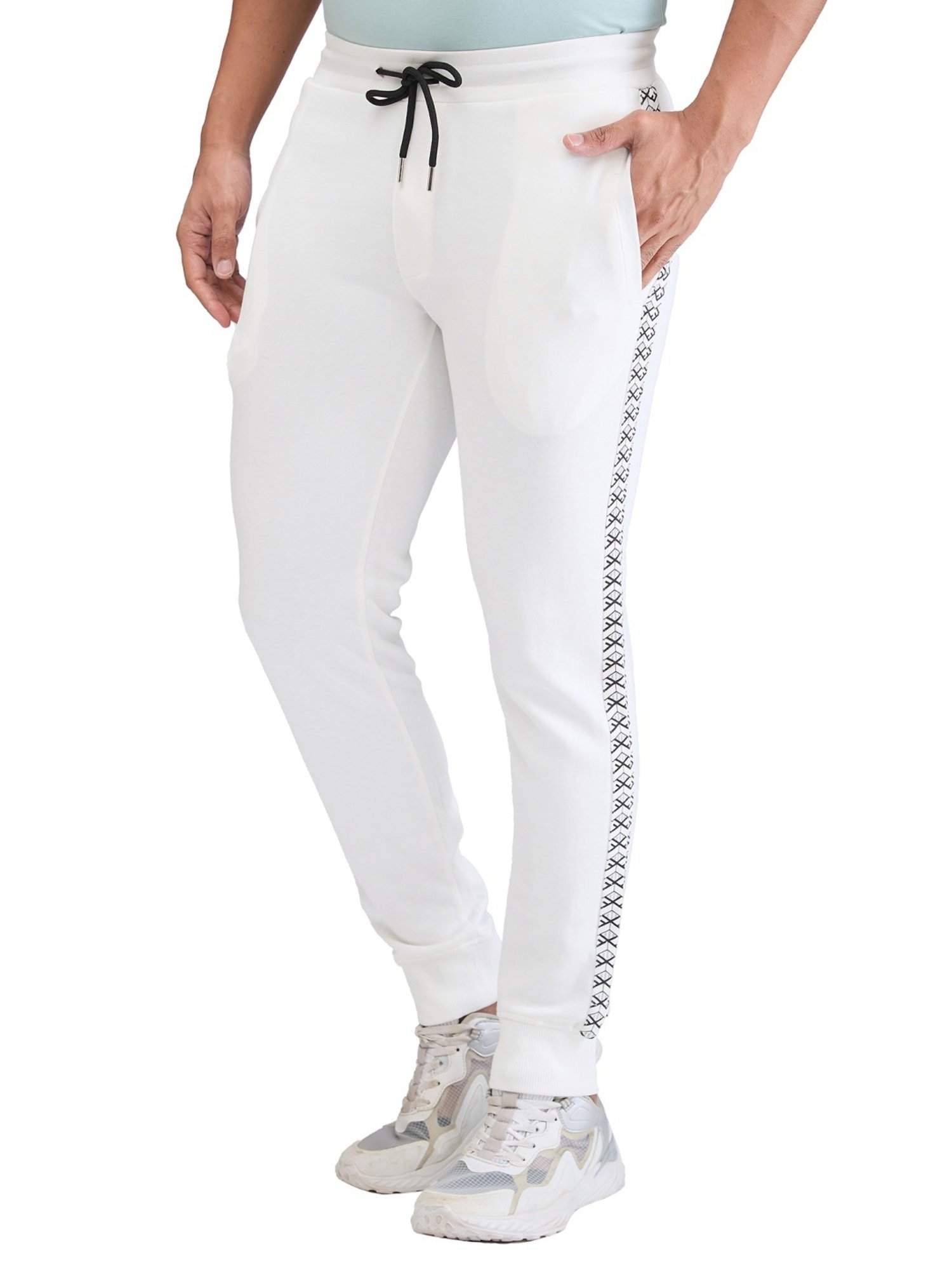 Park Avenue White Slim Fit Joggers