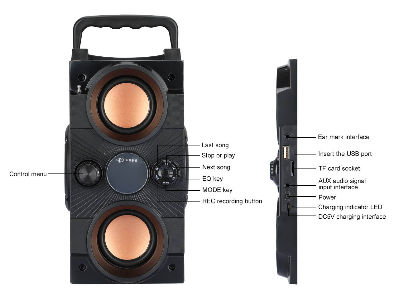Dual Cannon King 2.2 channel Bluetooth portable speaker with radio reading U disk four speakers high volume support recording K song radio bluetooth speaker