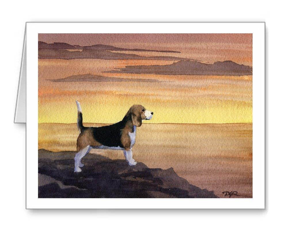 Beagle Sunset - Set of 10 Beagle Note Cards With Envelopes