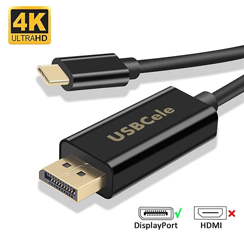 USB-C to DisplayPort Cable 4K@60Hz,  USB Type C (Thunderbolt 3) to DisplayPort Cable Adapter for MacBook Pro, iMac, XPS Laptop, Galaxy S8/S9/S10 to Monitor, Projector, 6FT [Advanced Chip]