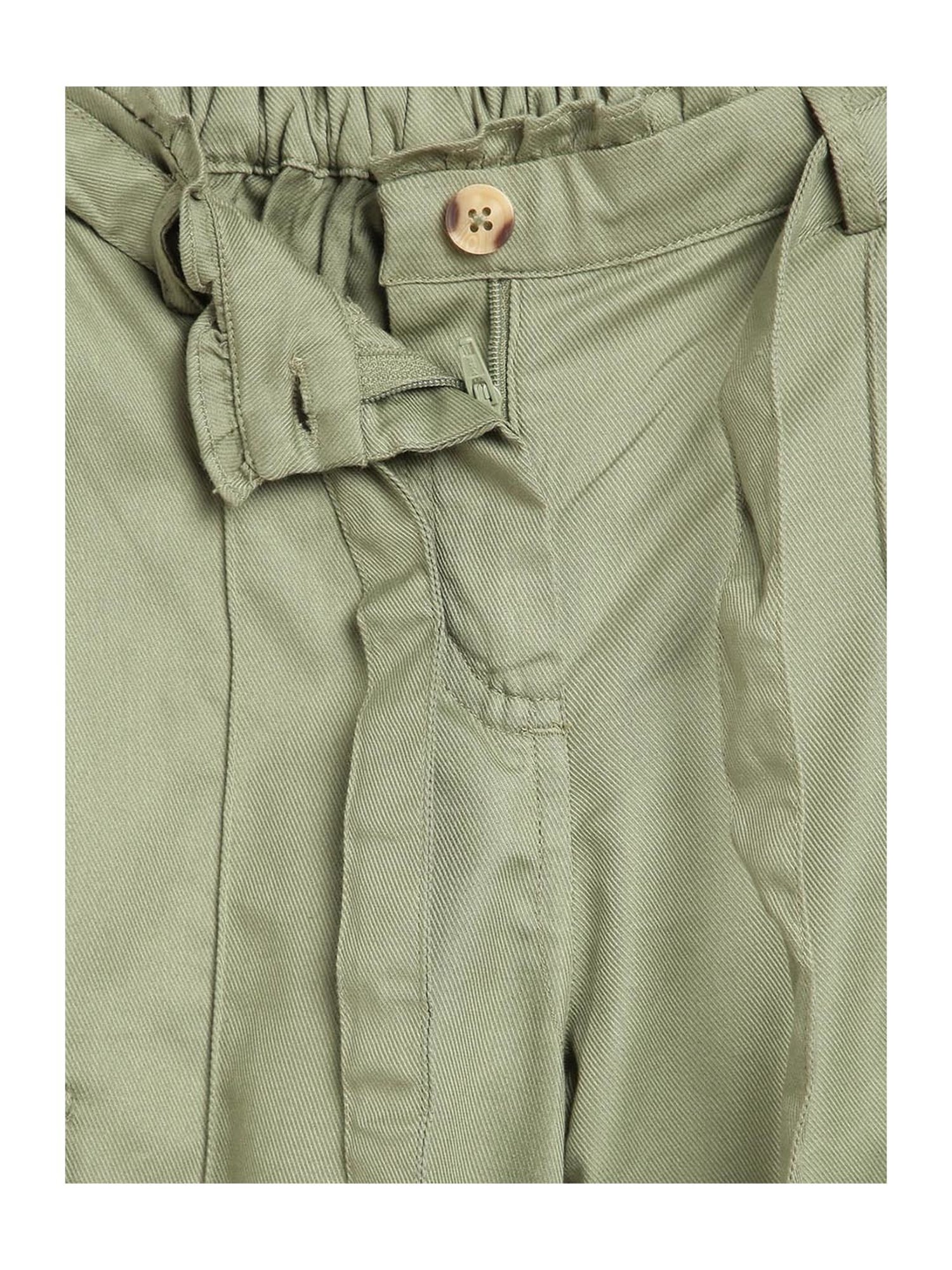 Blue Giraffe Girls Olive Solid Trousers