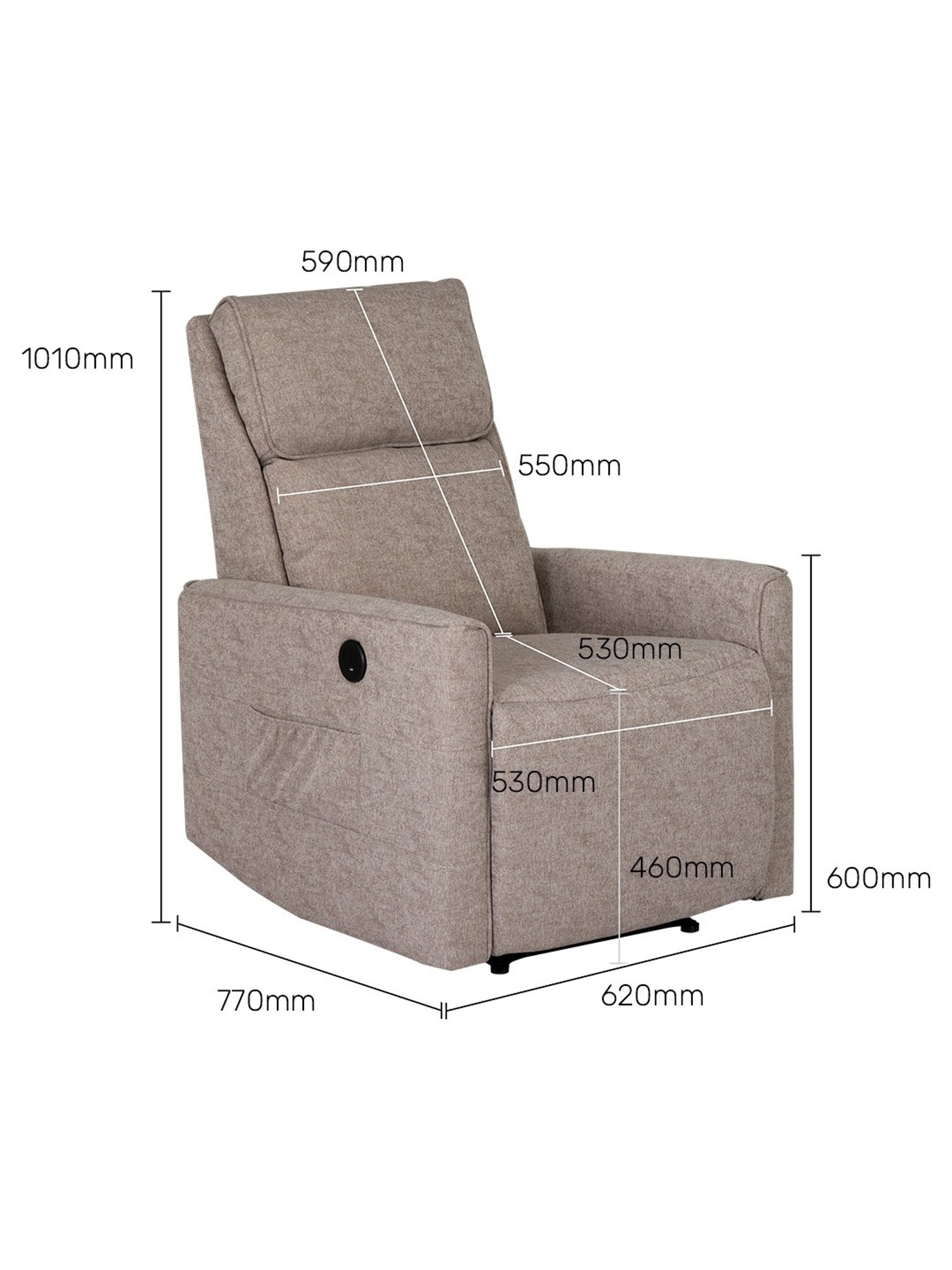Durian Nathan Sand Beige Fabric Reclining Sofa