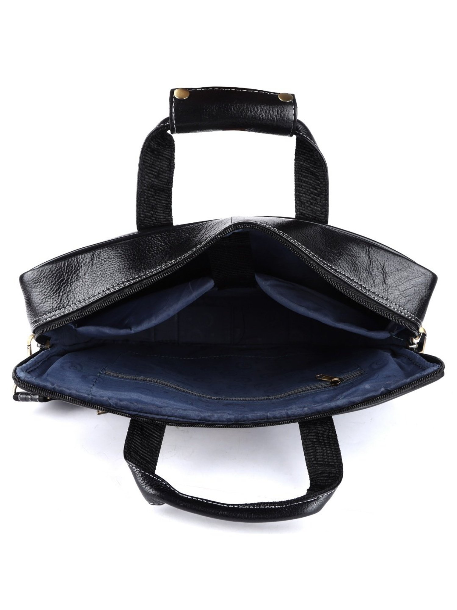 HiLEDER Black Textutred Large Leather 16 inch Laptop Bag