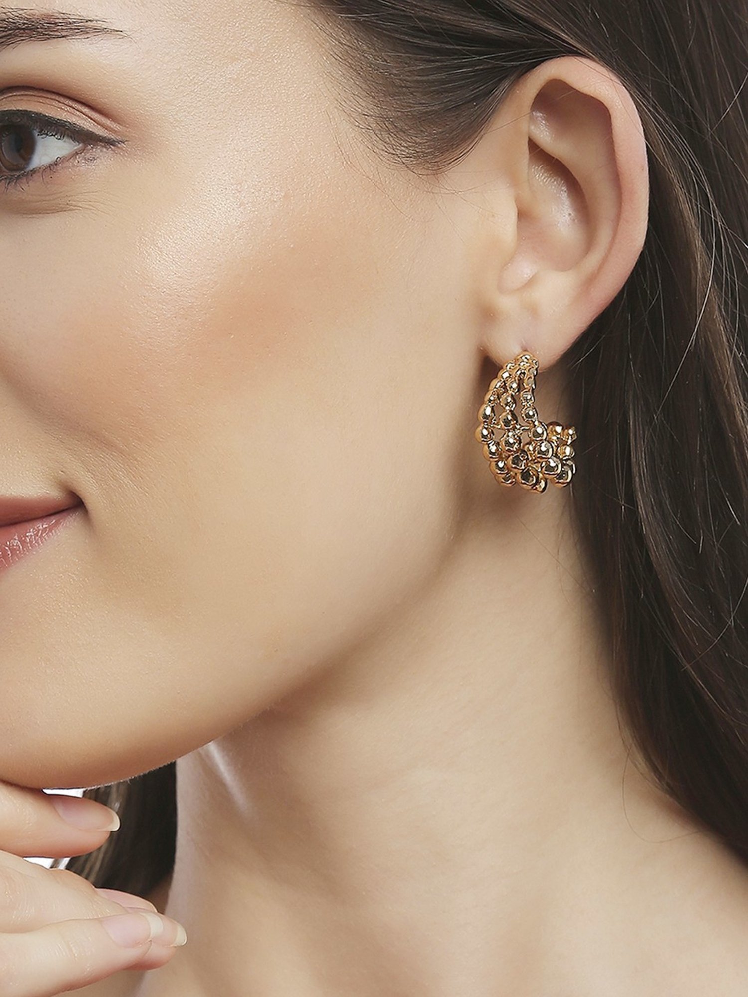 Lilly & Sparkle Gold-Toned Mix Featured Hoop Earrings - Set of 6