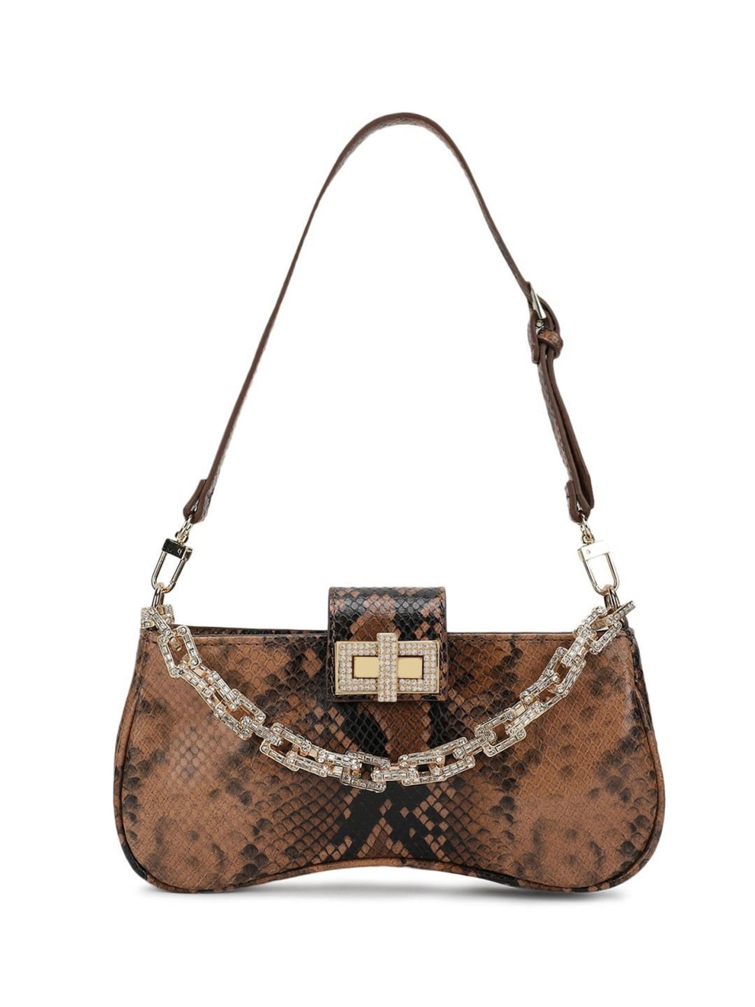 Gedebe Camel Carrie Python Medium Shoulder Bag