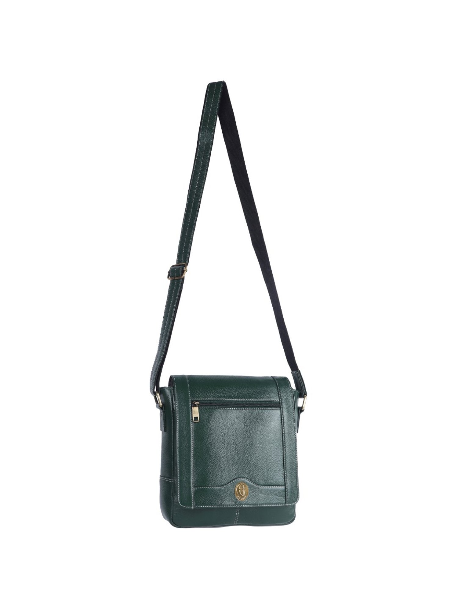 HiLEDER Pure Genuine Leather Messenger Shoulder Sling Cross Body Offic Bag for Men and Women, Green