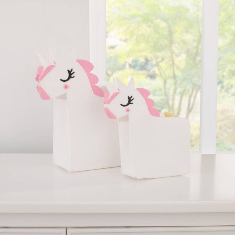 Little Love by NoJo White Unicorn Felt Storage Caddy 2pc