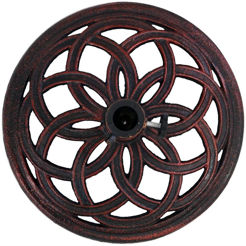Sunnydaze Outdoor Heavy-Duty Cast Iron Celtic Knot Design Patio Yard Round Umbrella Base Stand - 17" - Bronze