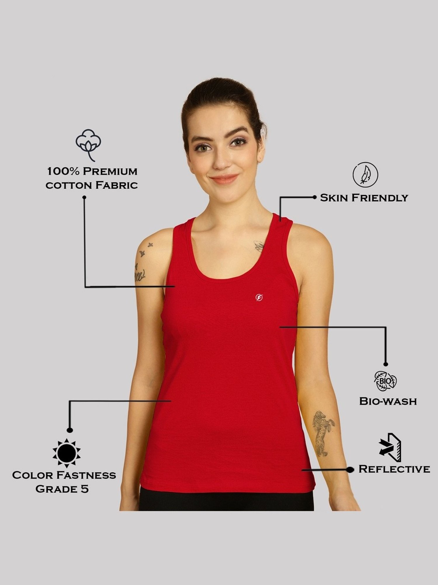 Friskers Red & Green Cotton Sports Tank Top - Pack Of 2