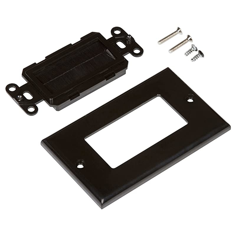 Brush Wall Plate [UL Listed], with Single Gang Low Voltage Mounting Bracket Device (Black Kit) (2, Black Kit)