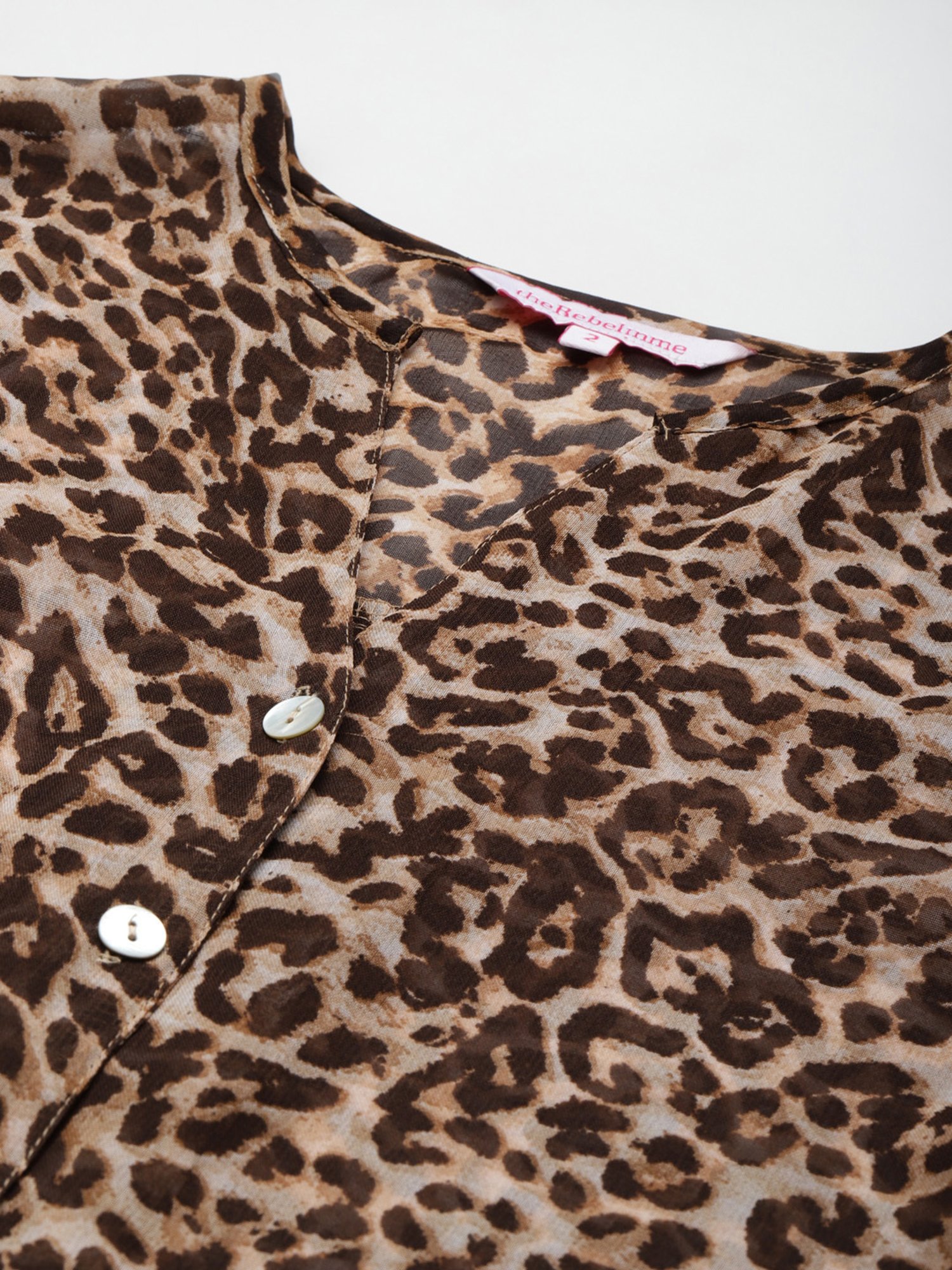 theRebelinme Beige & Brown Animal Print Shirt
