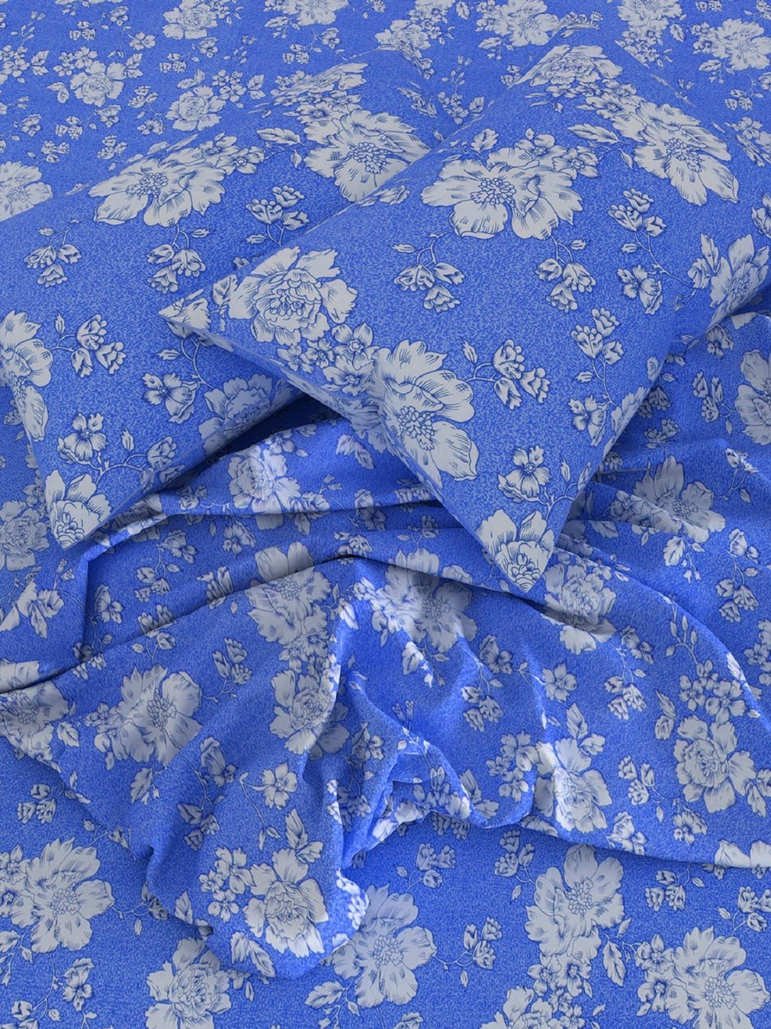 Romee Floral Grey & Pink 144 TC Cotton Queen Sized Bed Sheet with 2 Pillow Covers