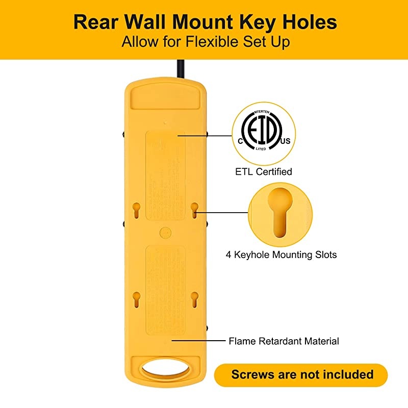 8-Outlet Metal Surge Protector Power Strip with USB Charging Port, 9-Foot Heavy-Duty Extension Cord, 1800 Joules, 15-Amp Circuit Breaker for Home, Office, School, Smartphone, Tablet [ETL Listed]