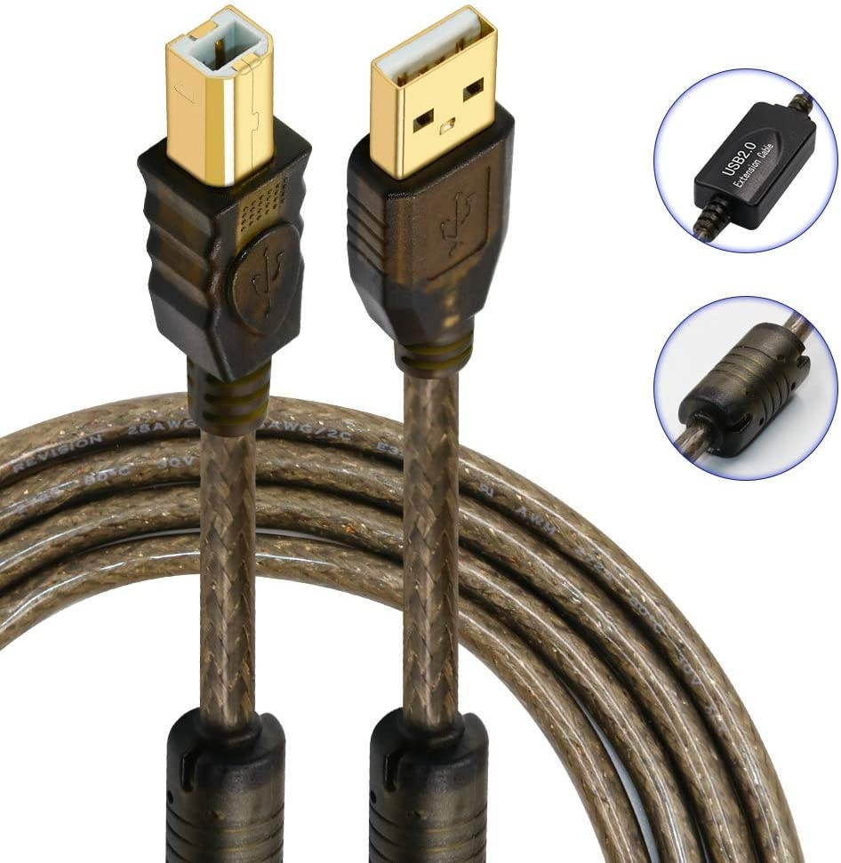 Printer Cable 100ft/30mYeung Qee Active Repeater USB 2.0 Type A Male to Type B Male Printer Scanner Cable for HP Canon Lexmark Epson Dell Xerox Samsung etc