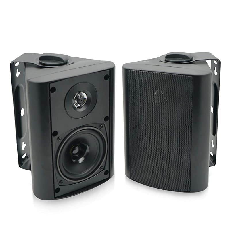 4 Inch Outdoor Indoor Patio Bluetooth Wall Mount Speakers Waterproof (Black)