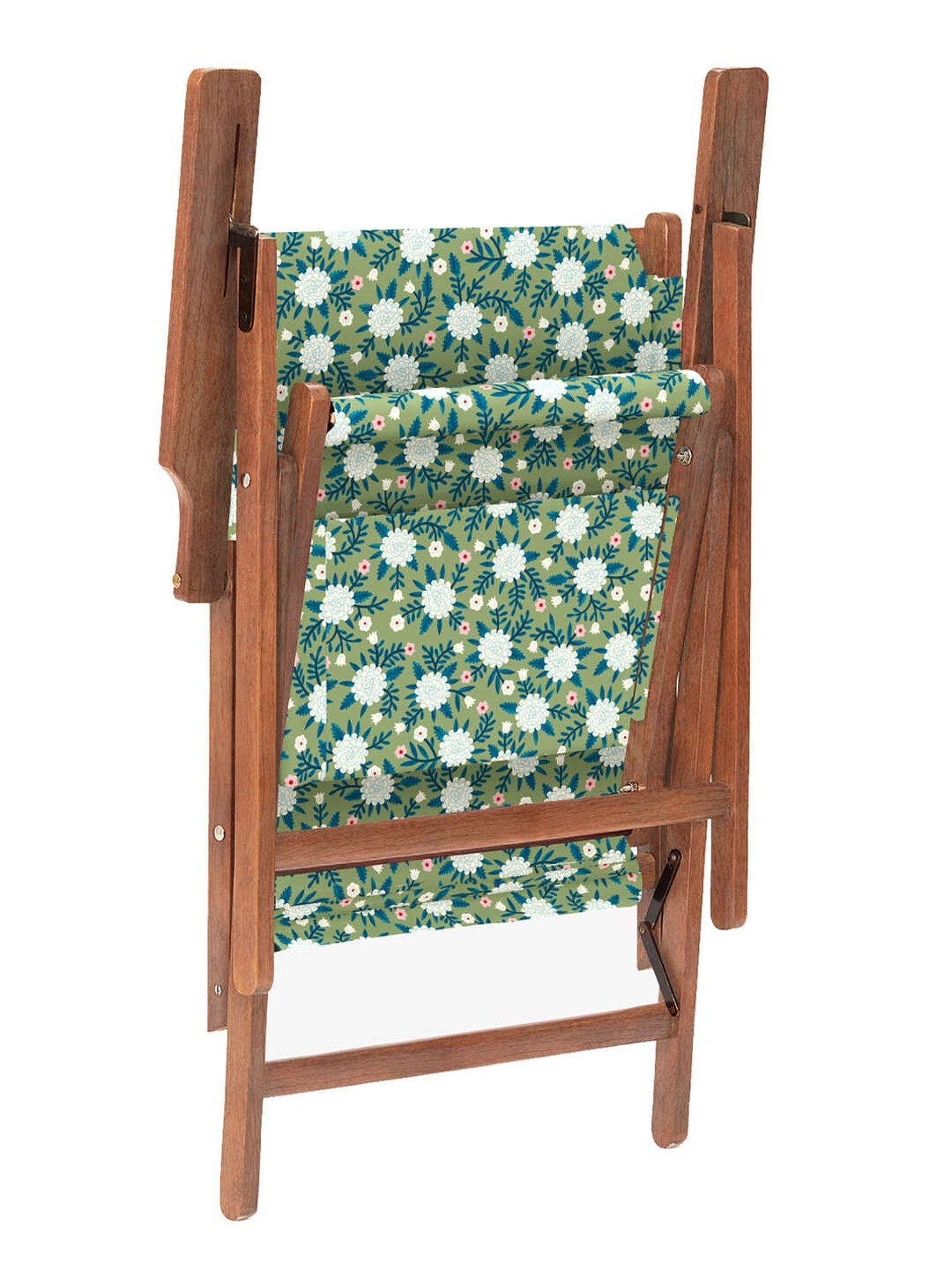 Chumbak Bistro Spring Marigold Floral Blue Wood Folding Chair