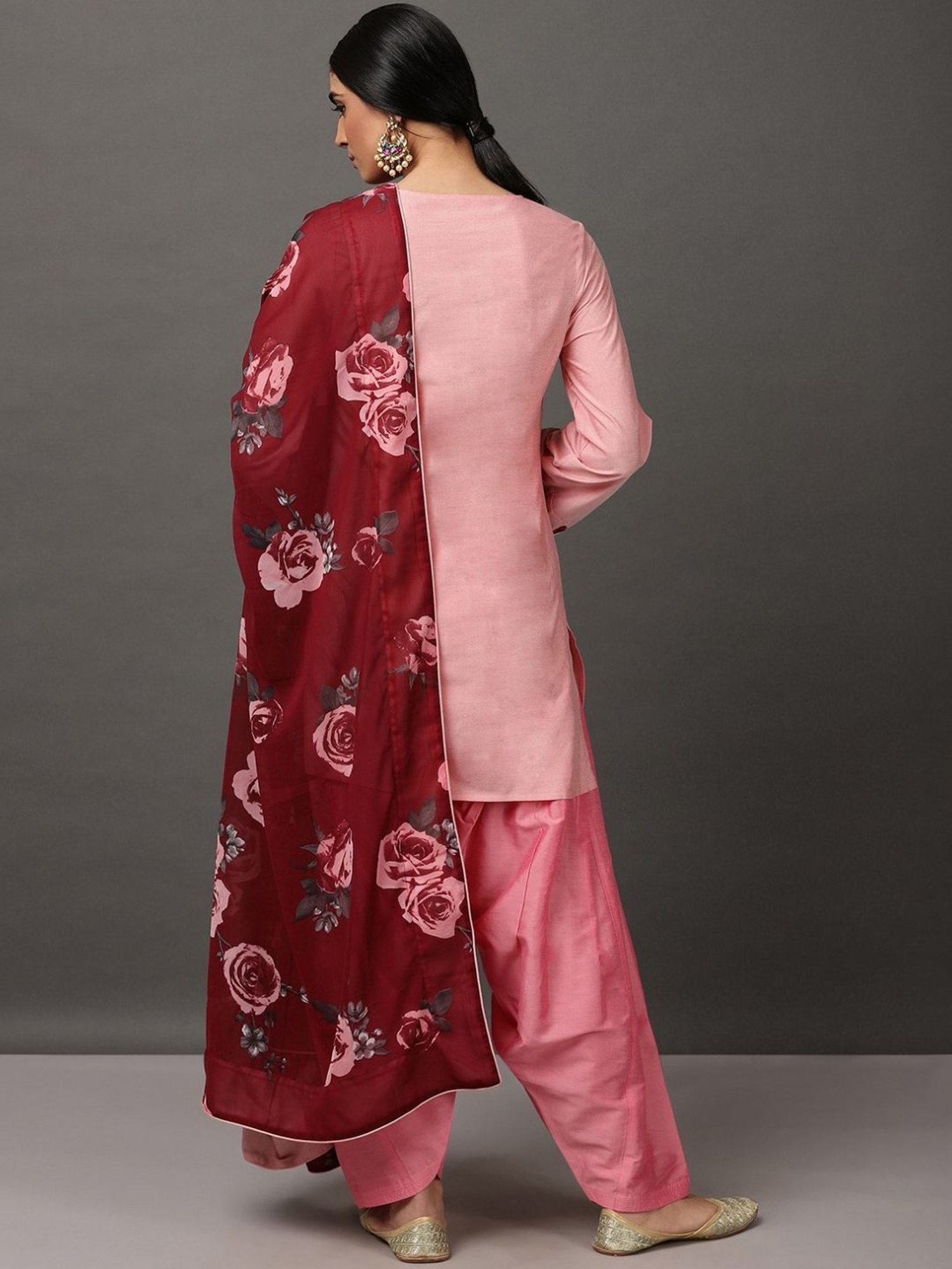 Nuhh Light Pink Short Art Kurta with Salvar & Dupatta