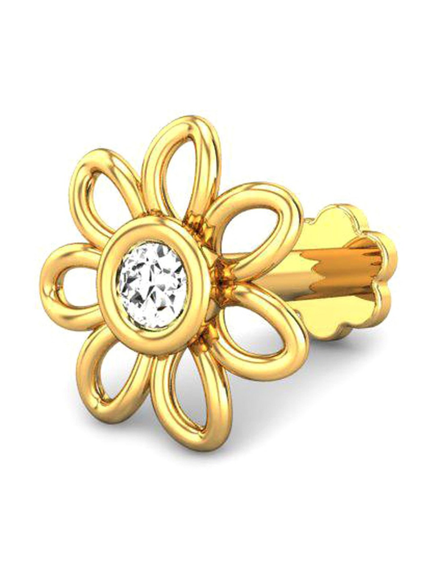 Candere by Kalyan Jewellers 18k Yellow Gold & Diamond Daisy Changeable Nosepin for Women