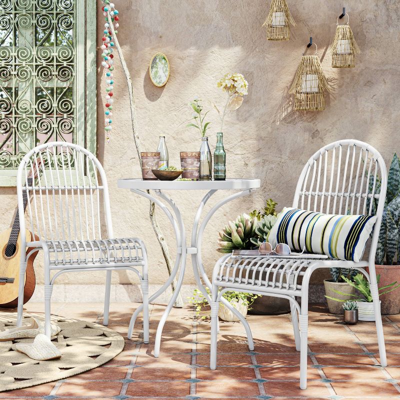 3pc Steel Bistro Set Gray - Nuu Garden