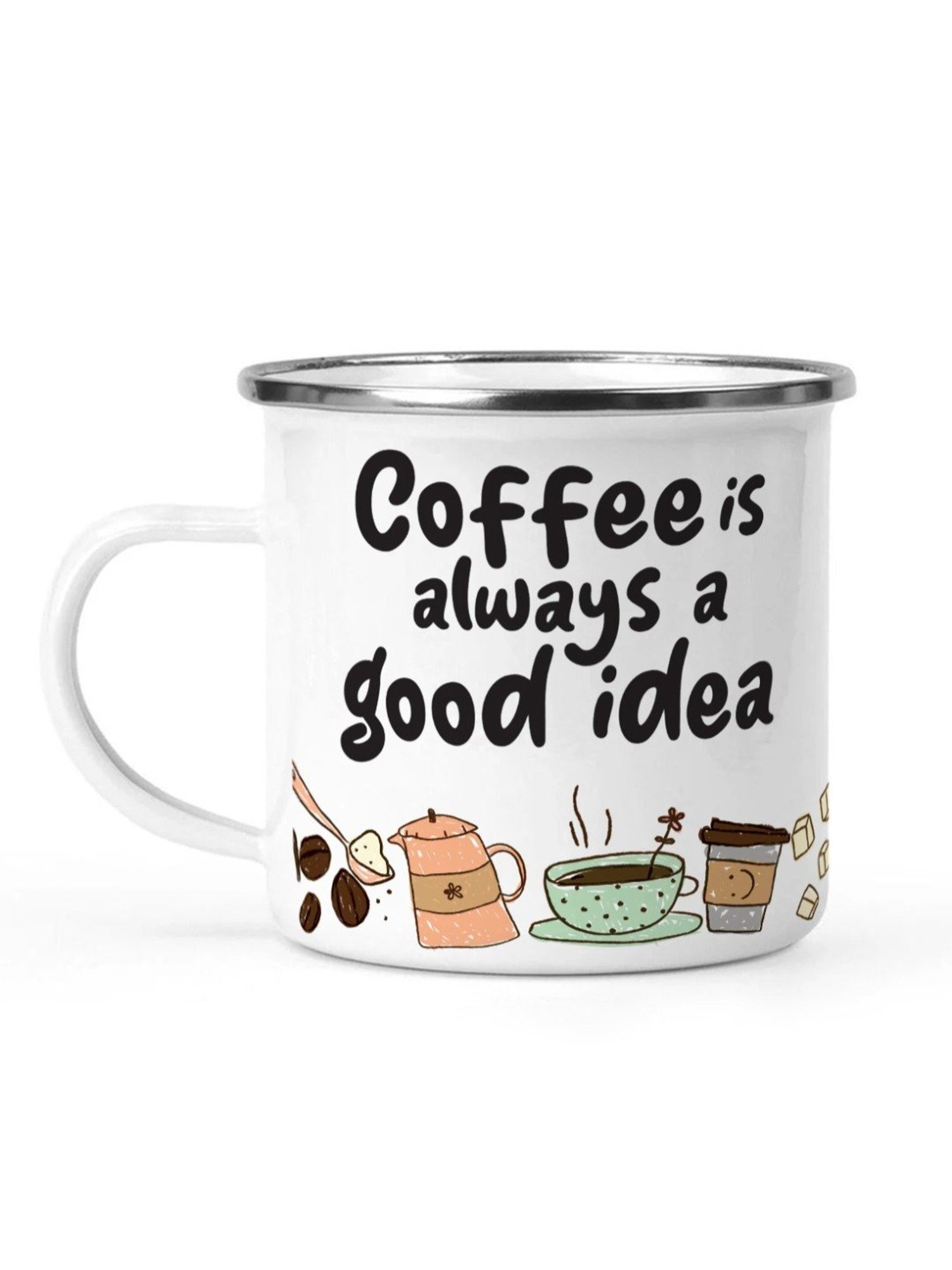 Gathari Enamel White Stainless Steel Coffee Mug