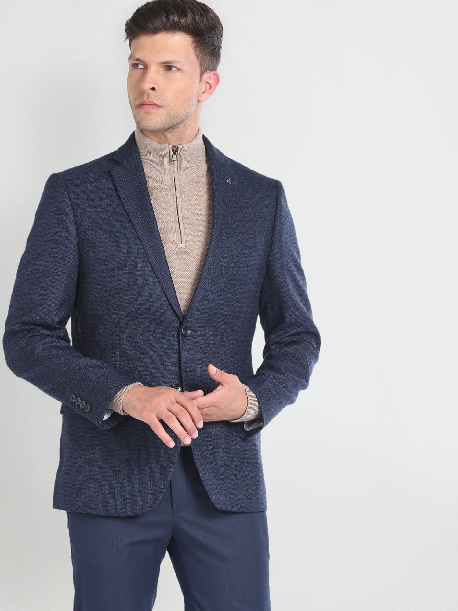 Arrow Navy Blue Regular Fit Blazer
