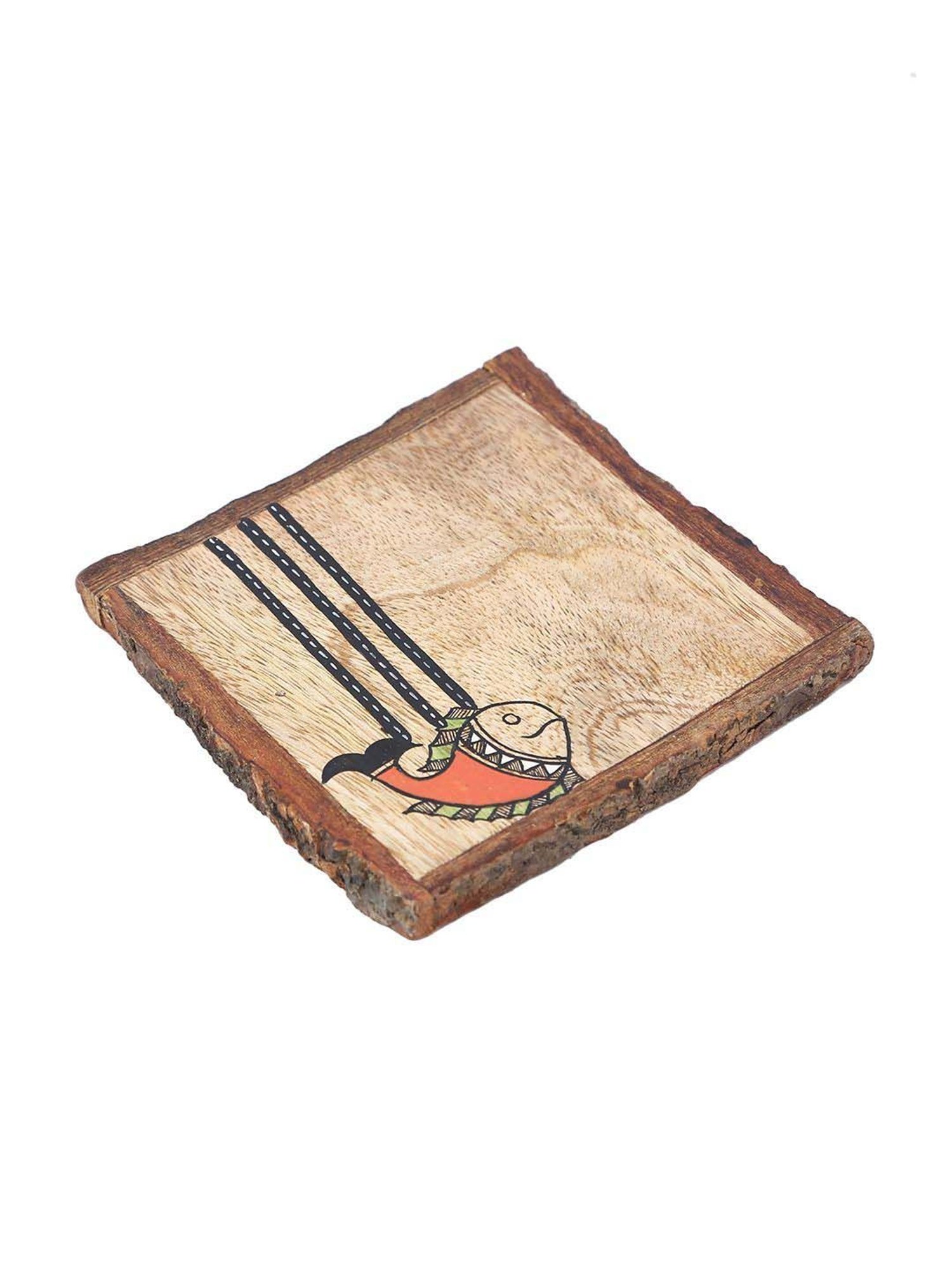 Aapno Rajasthan Brown Wood Square Coaster - Set of 4