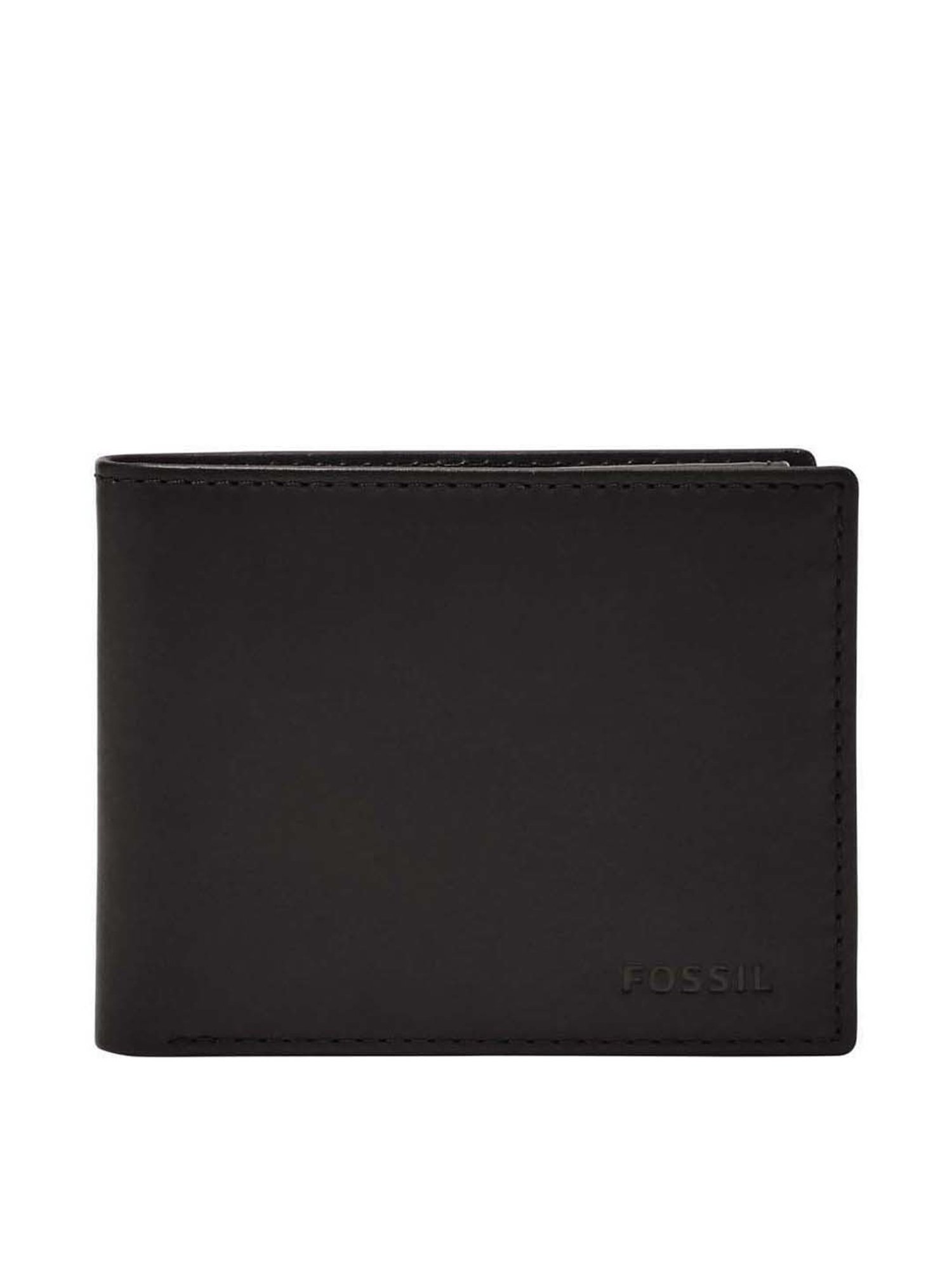 Fossil Derrick Black Leather Bi-Fold Wallet for Men