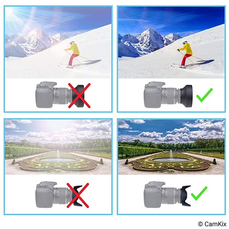 Set of 2 Camera Lens Hoods Rubber Collapsible + Tulip Flower Sun ShadeShield Reduces Lens Flare and Glare Blocks Excess Sunlight for Enhanced Photography and Video