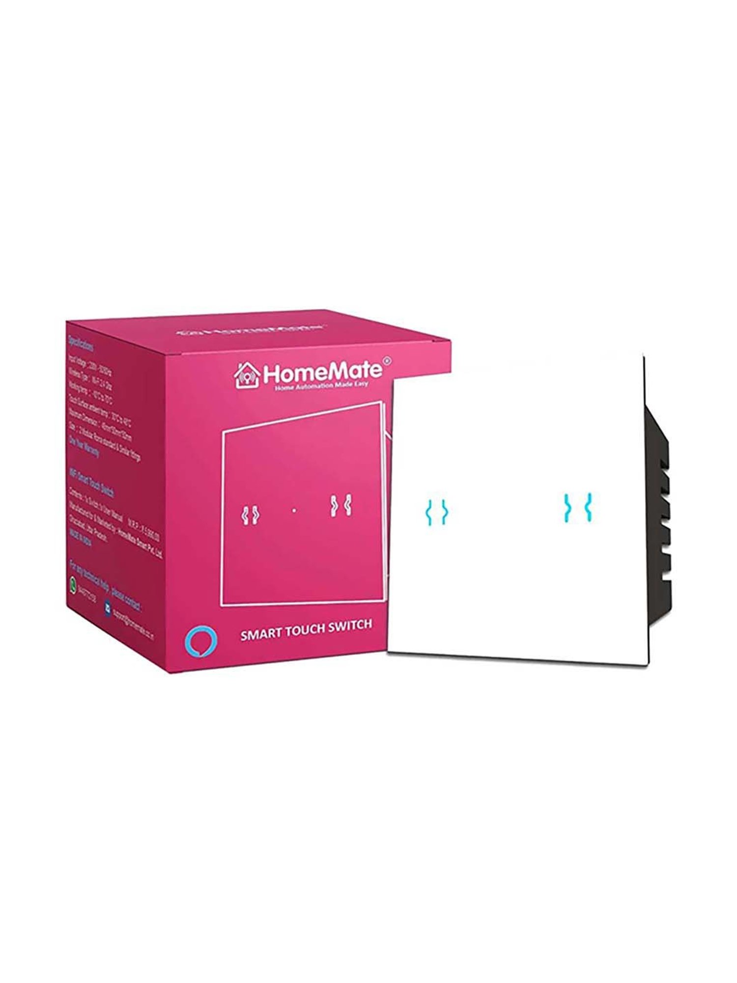 HomeMate Smart Touch Switch Works with Google Assistant and Alexa (White)