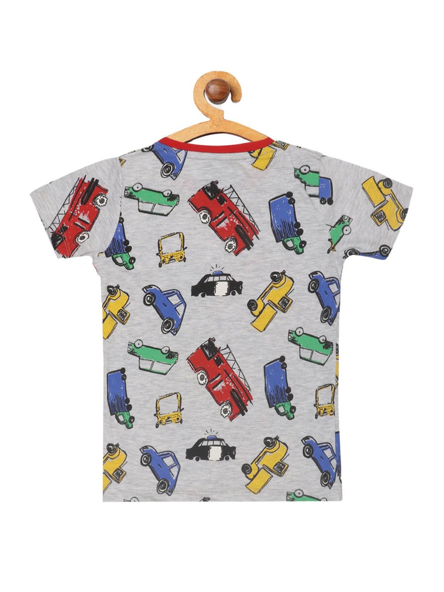 Lazy Shark Kids Grey & Red Printed  T-Shirt with  Shorts